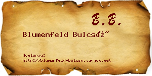 Blumenfeld Bulcsú névjegykártya