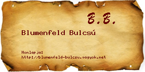 Blumenfeld Bulcsú névjegykártya